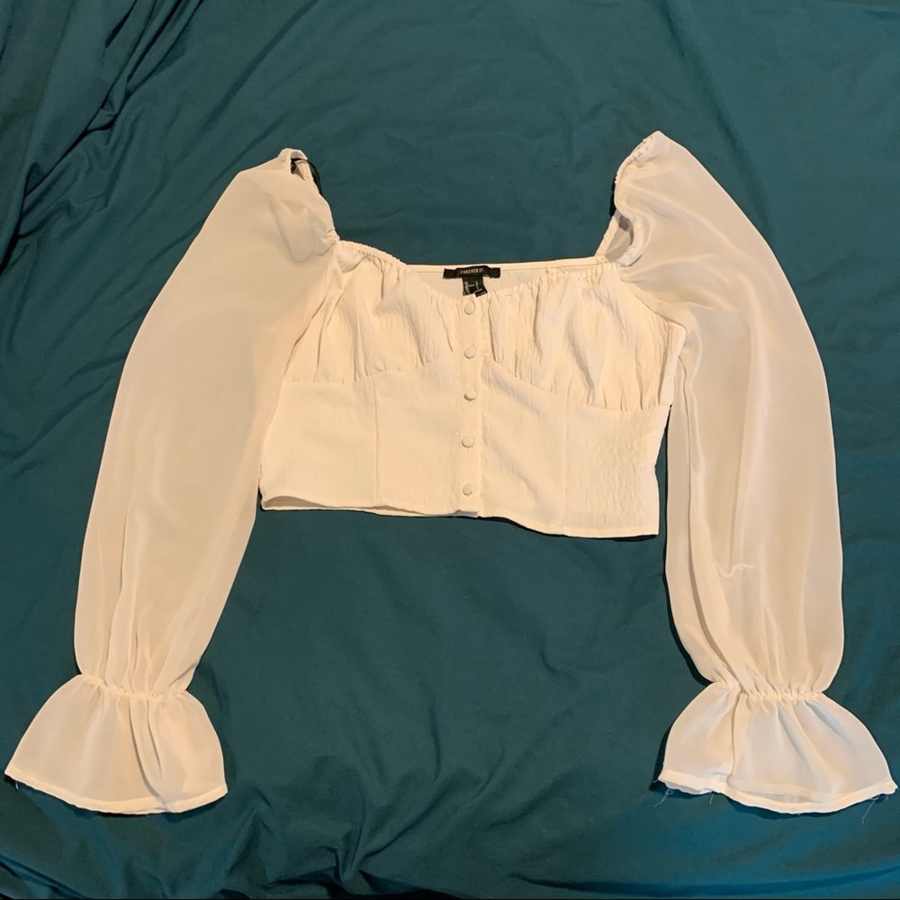 Romantic crop top beige